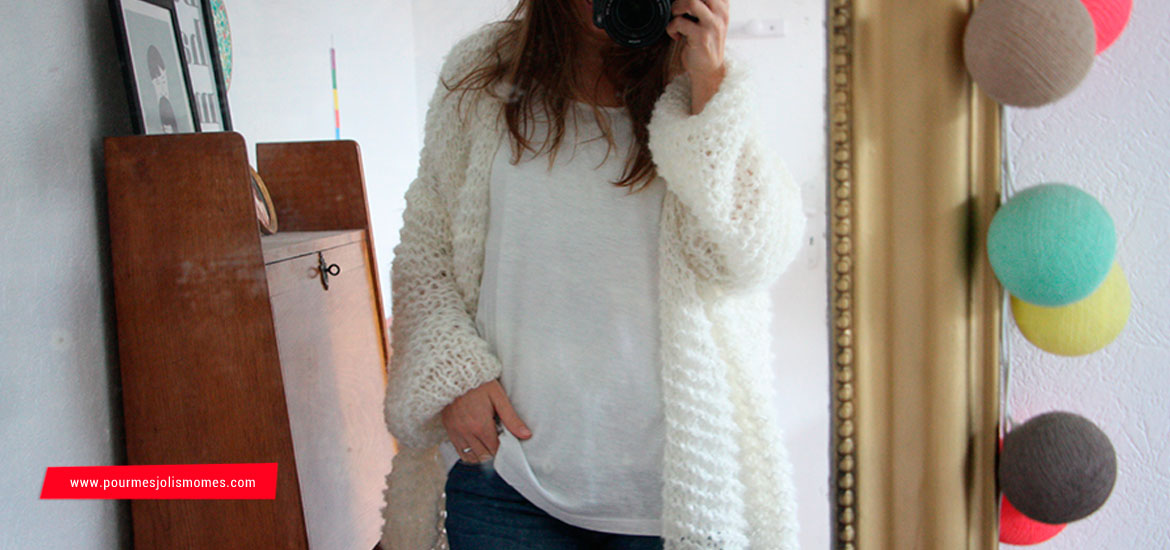 gros gilet blanc femme