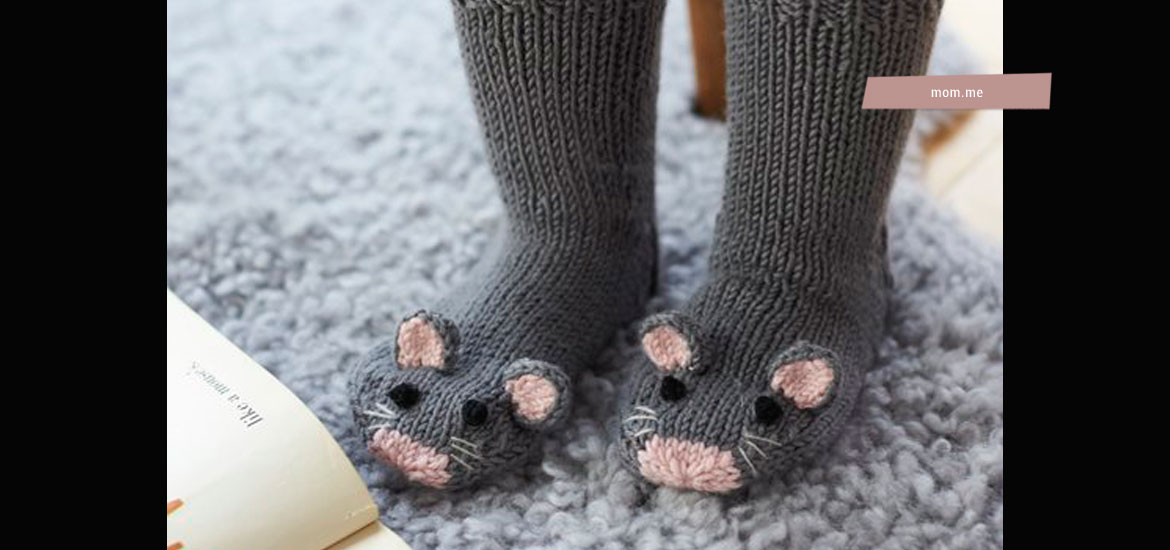 Modèle tricot gratuit de chaussettes souris pour enfant au point jersey