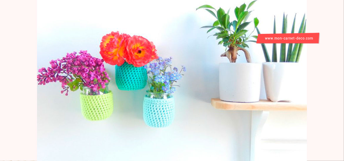 Tutoriel crochet gratuit - réaliser des vases muraux au crochet